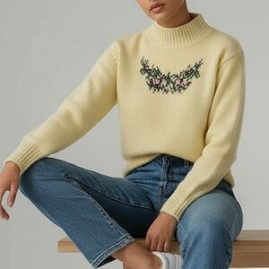 NWT Vintage 80’s Brass Plum Mock Neck Cross Stitched Sweater | Size S